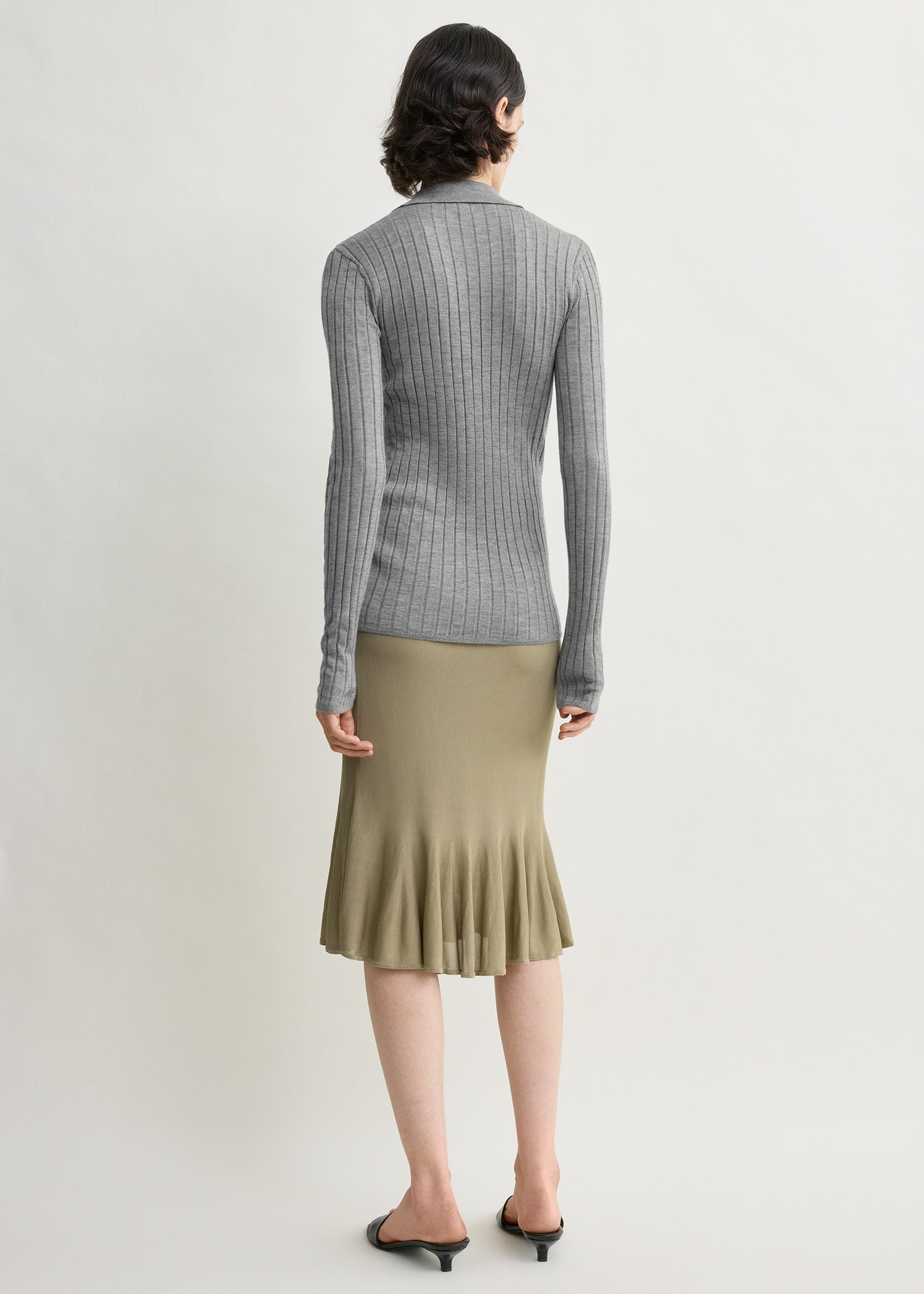 Slim ribbed shirt grey melange