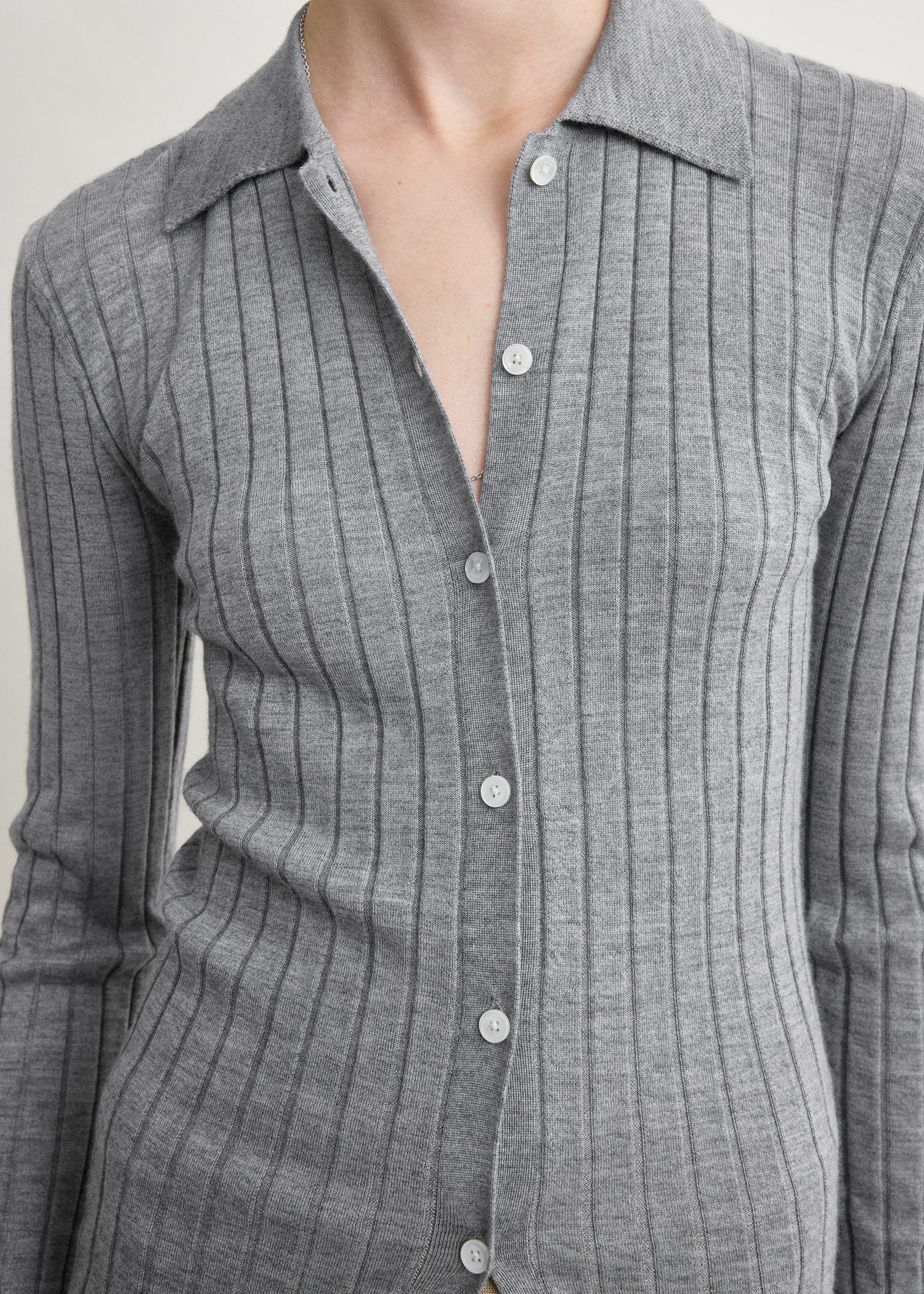 Slim ribbed shirt grey melange