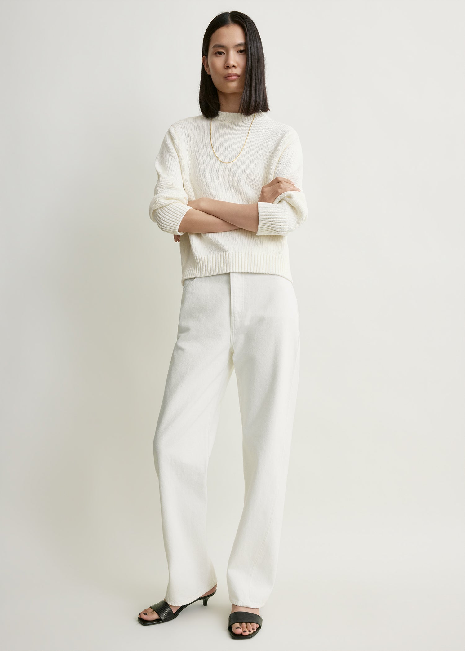 Oversized crew knit macadamia