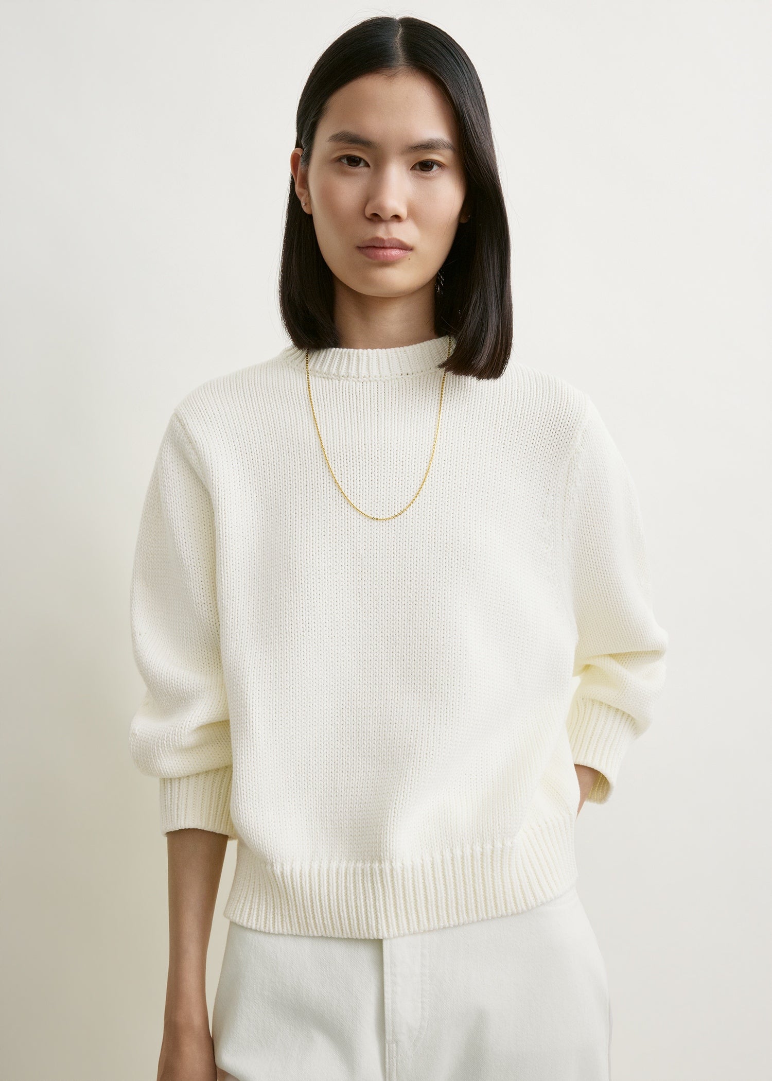 Oversized crew knit macadamia