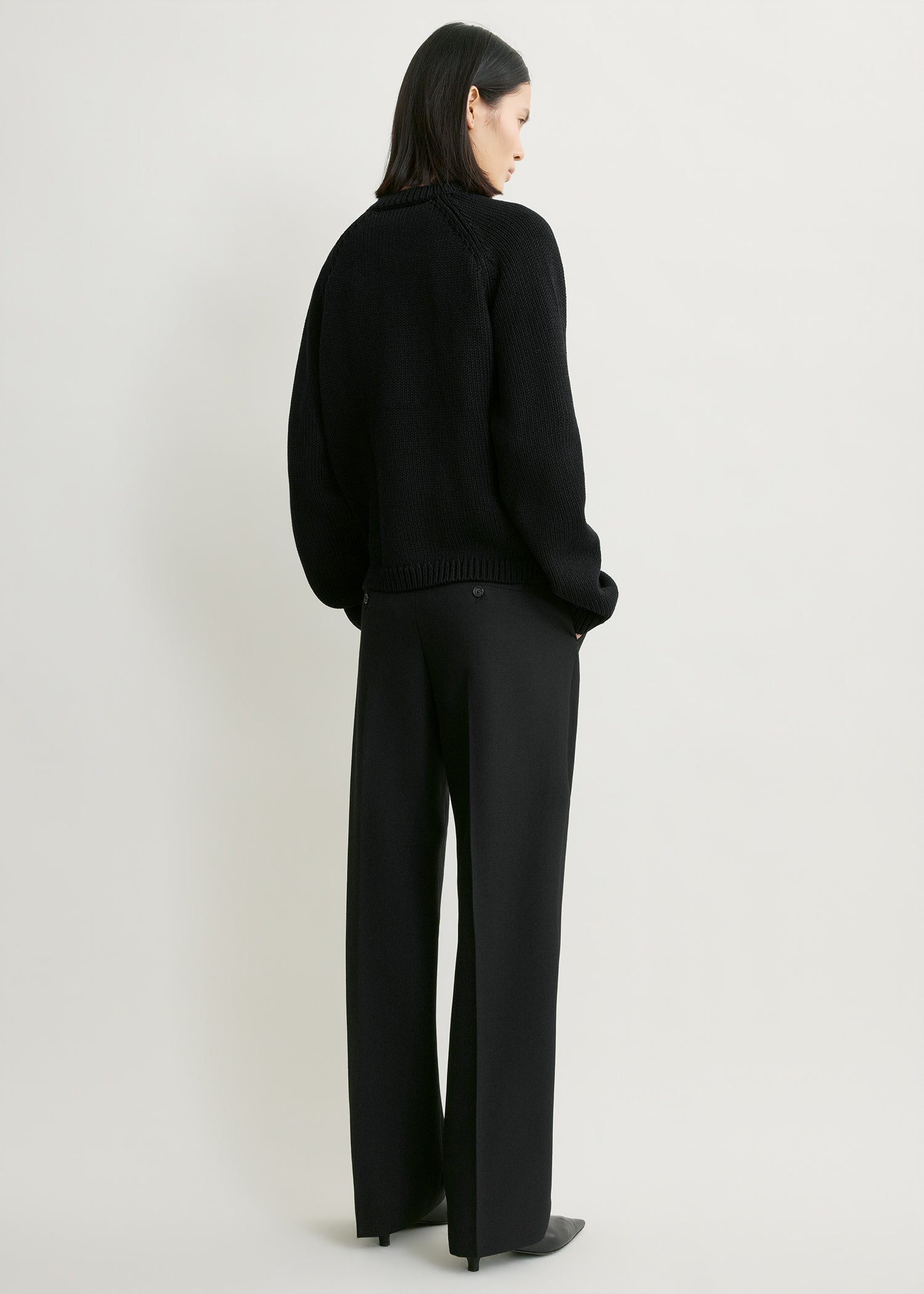 Hammered button cotton cardigan black
