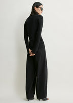 Compact knit buttoned top black