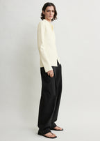 Compact knit buttoned top white