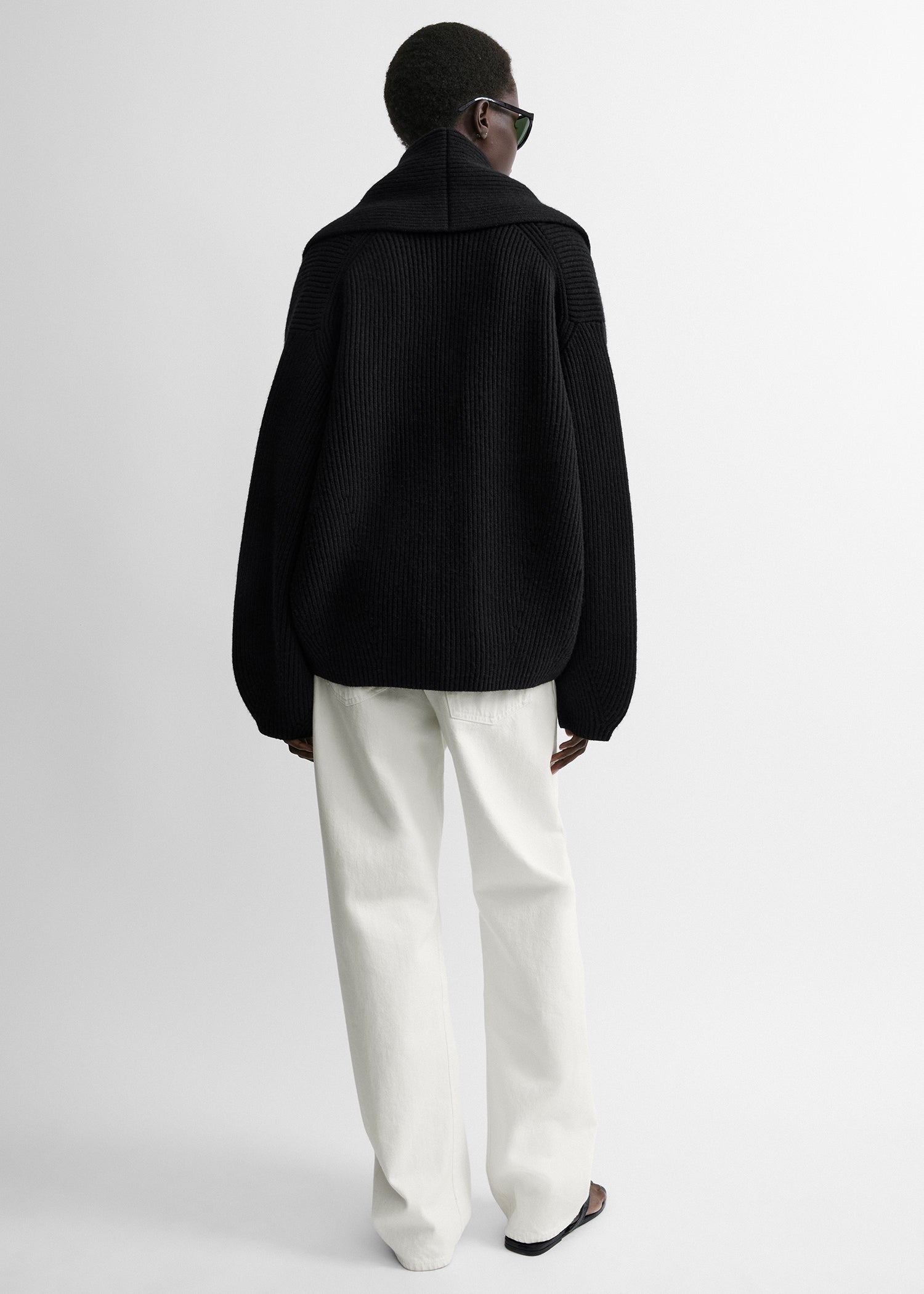 Shawl-lapel cardigan black