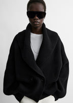 Shawl-lapel cardigan black