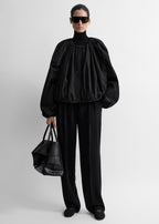 Gathered parachute coat black