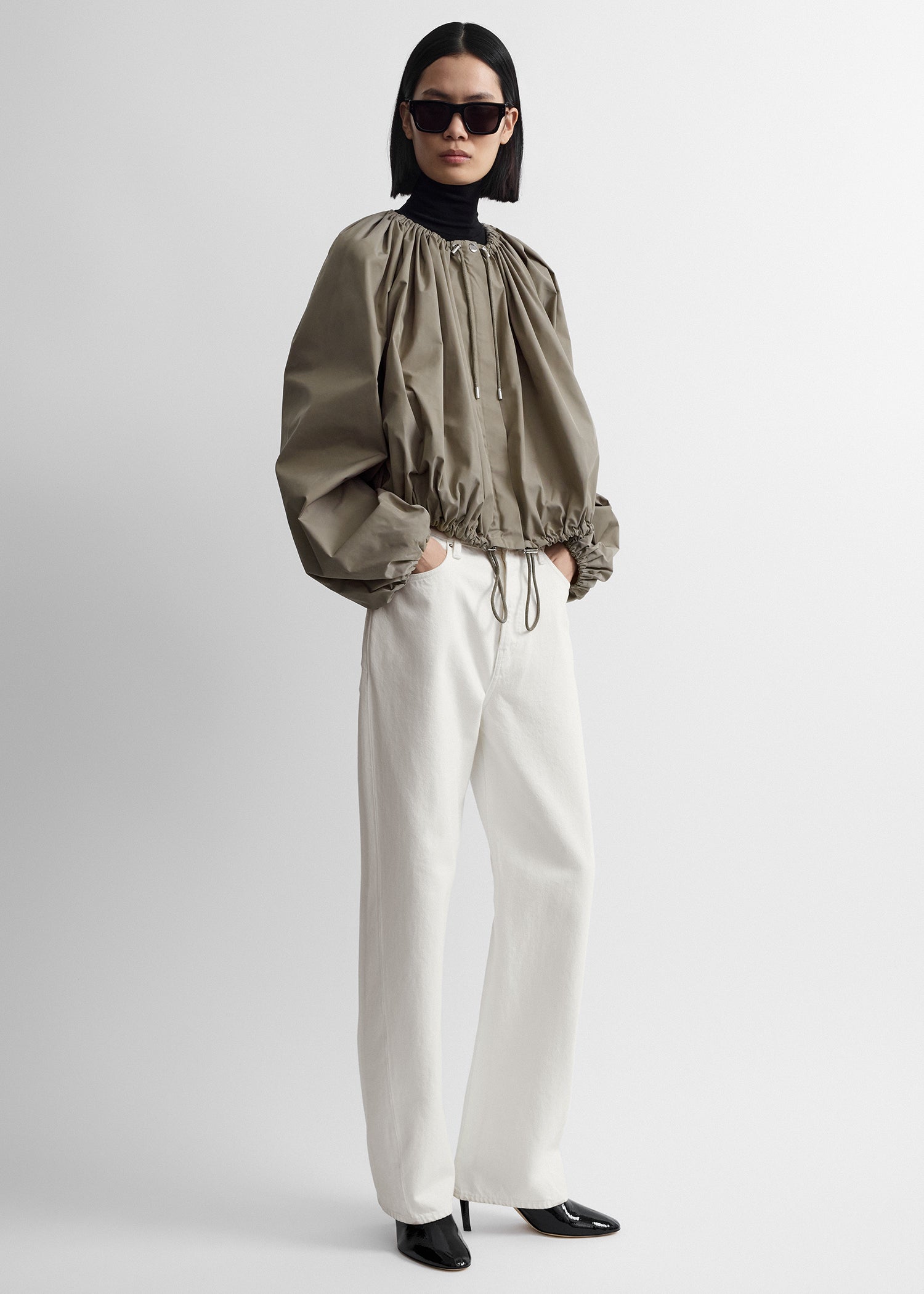 Gathered parachute coat rock