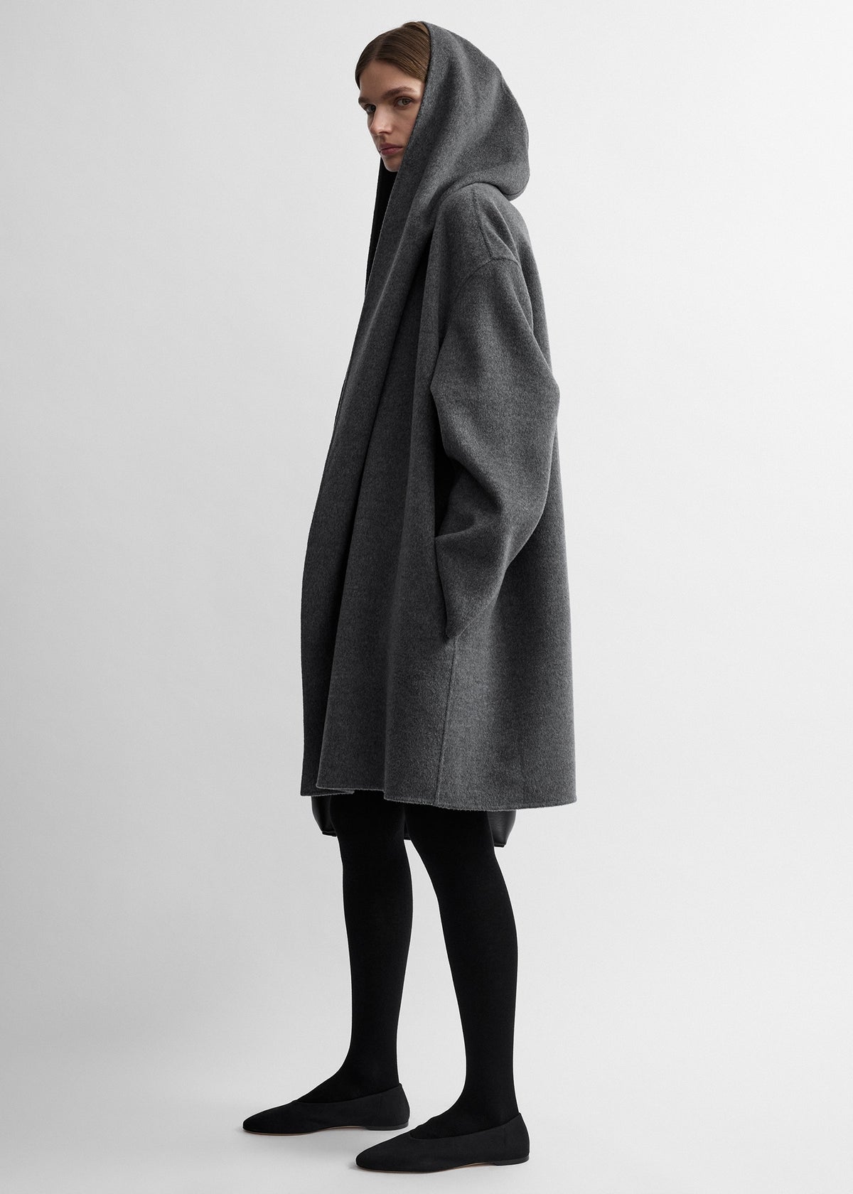 Hoodie coat grey melange petite