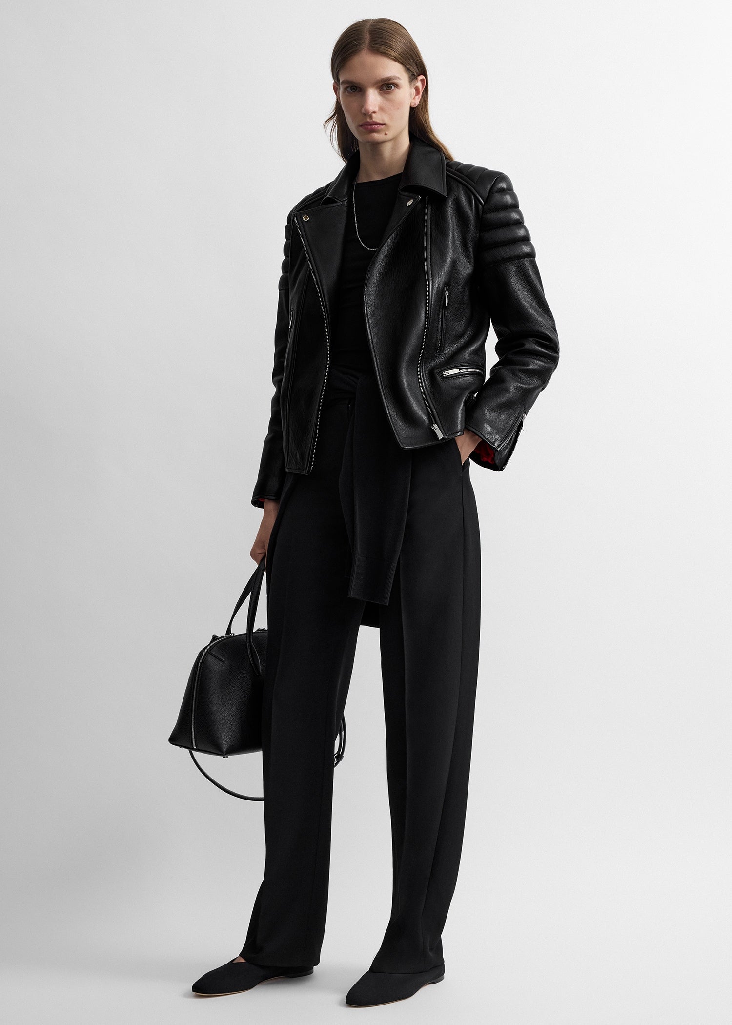 Leather biker black