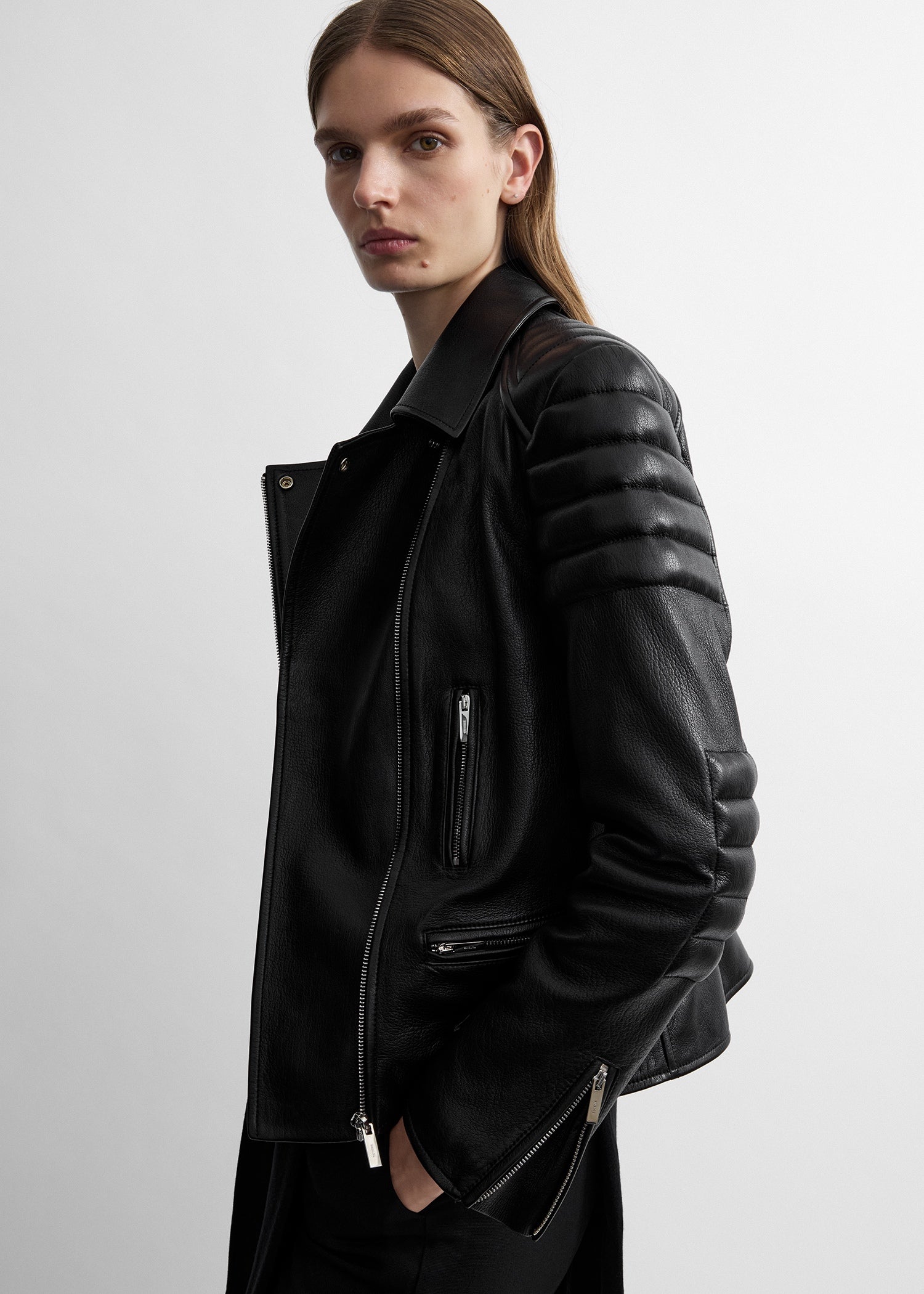 Leather biker black