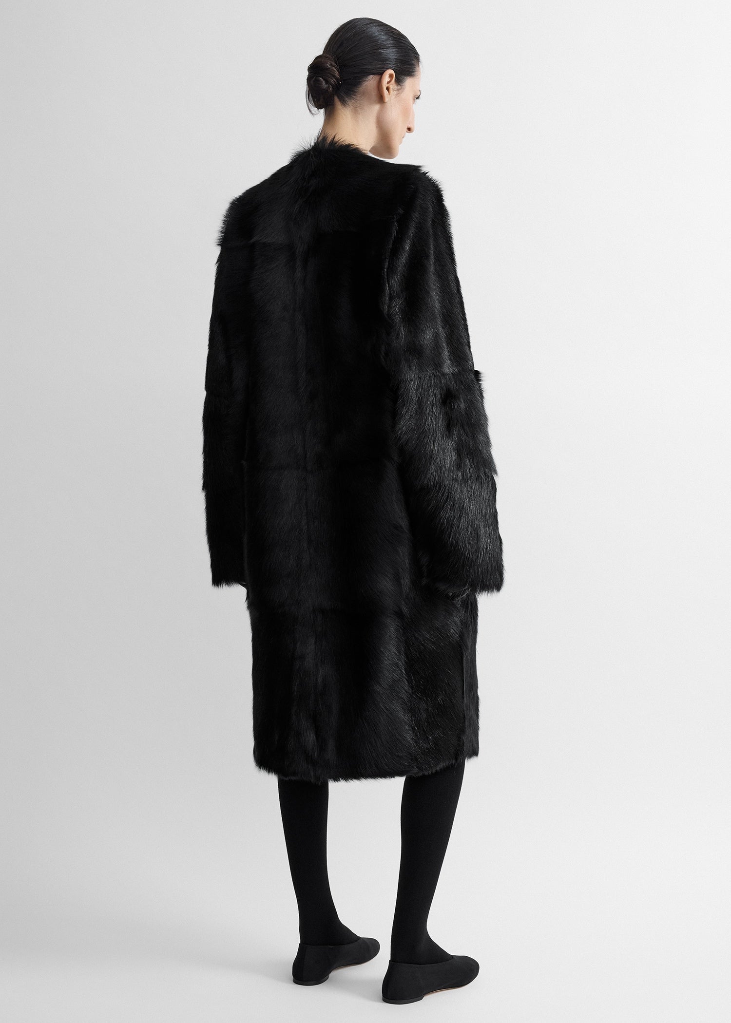 Structured shearling coat black