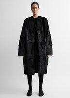 Structured shearling coat black