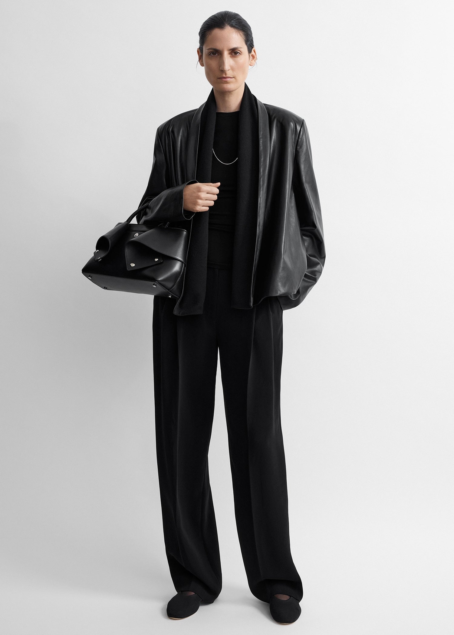 Scarf leather jacket black