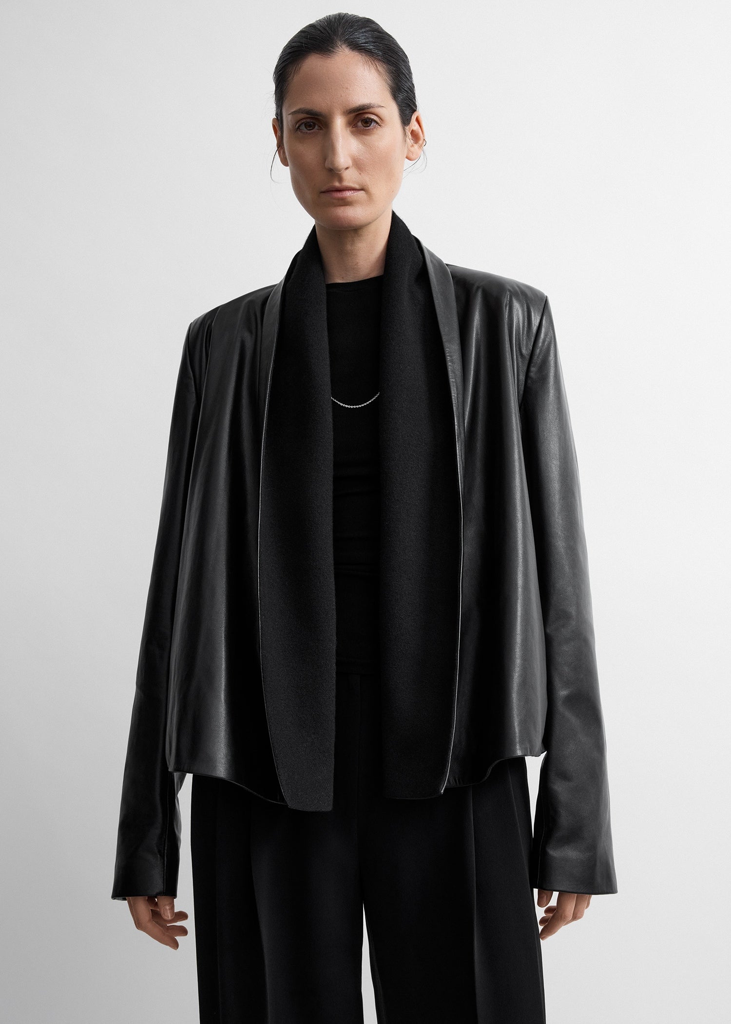 Scarf leather jacket black
