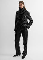 Short leather blazer black