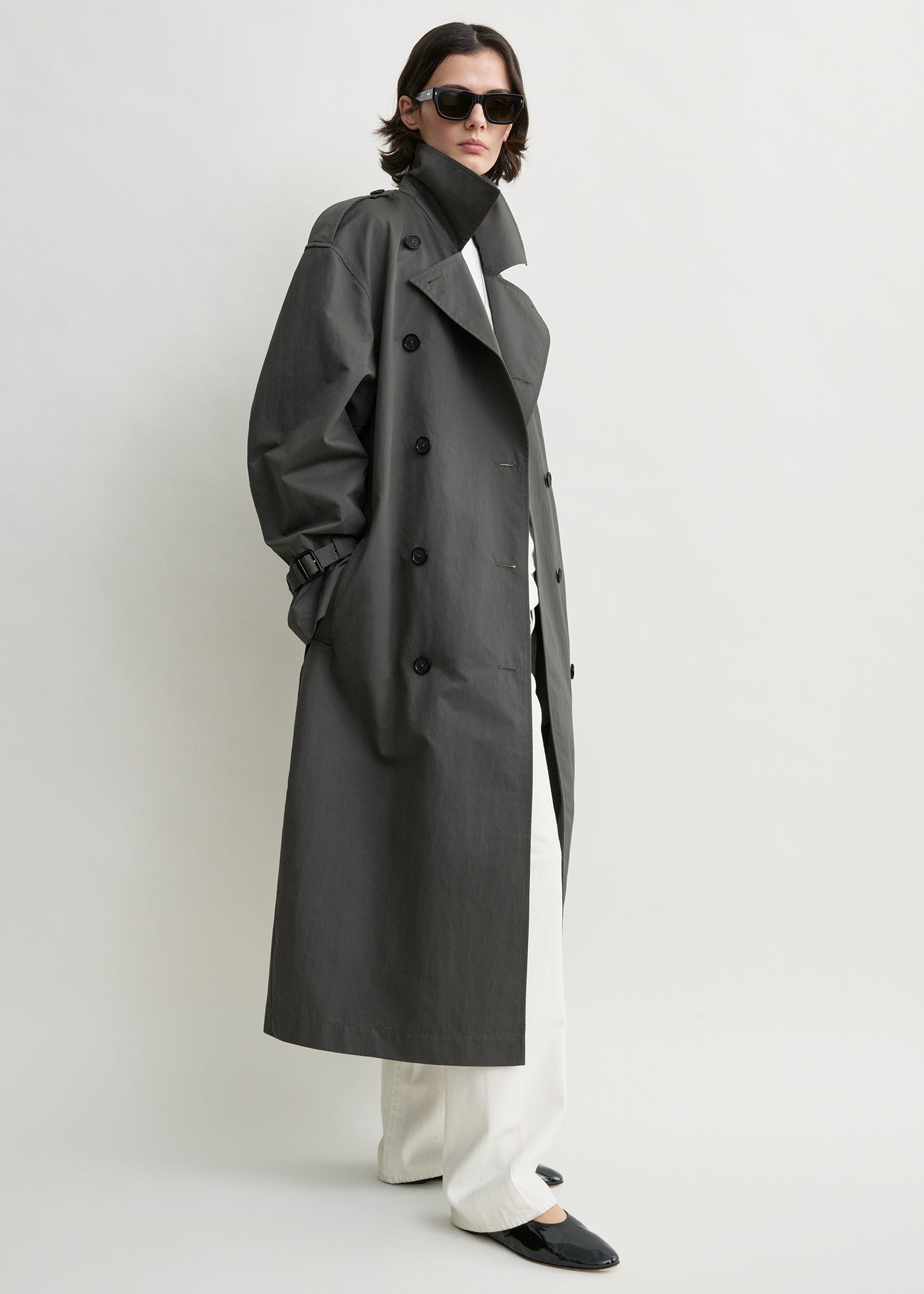 Crisp summer trench taupe petite