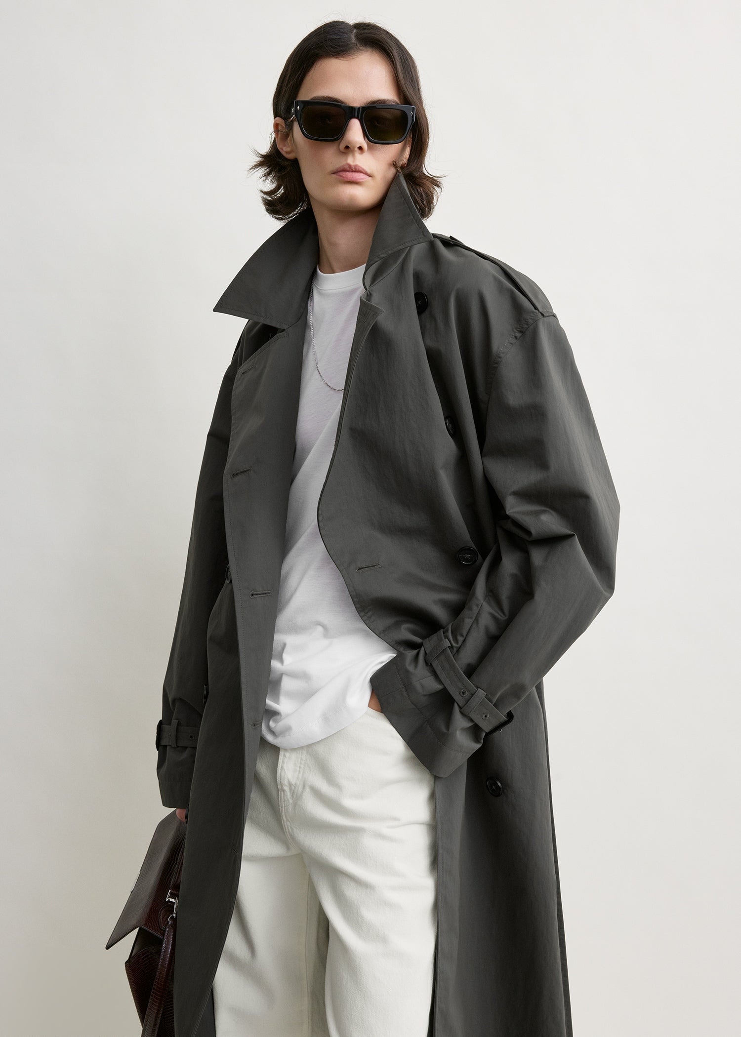 Crisp summer trench taupe petite