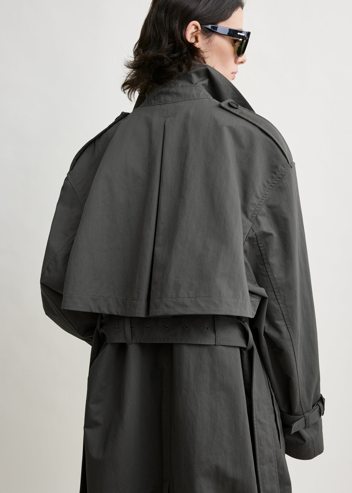 Crisp summer trench taupe petite