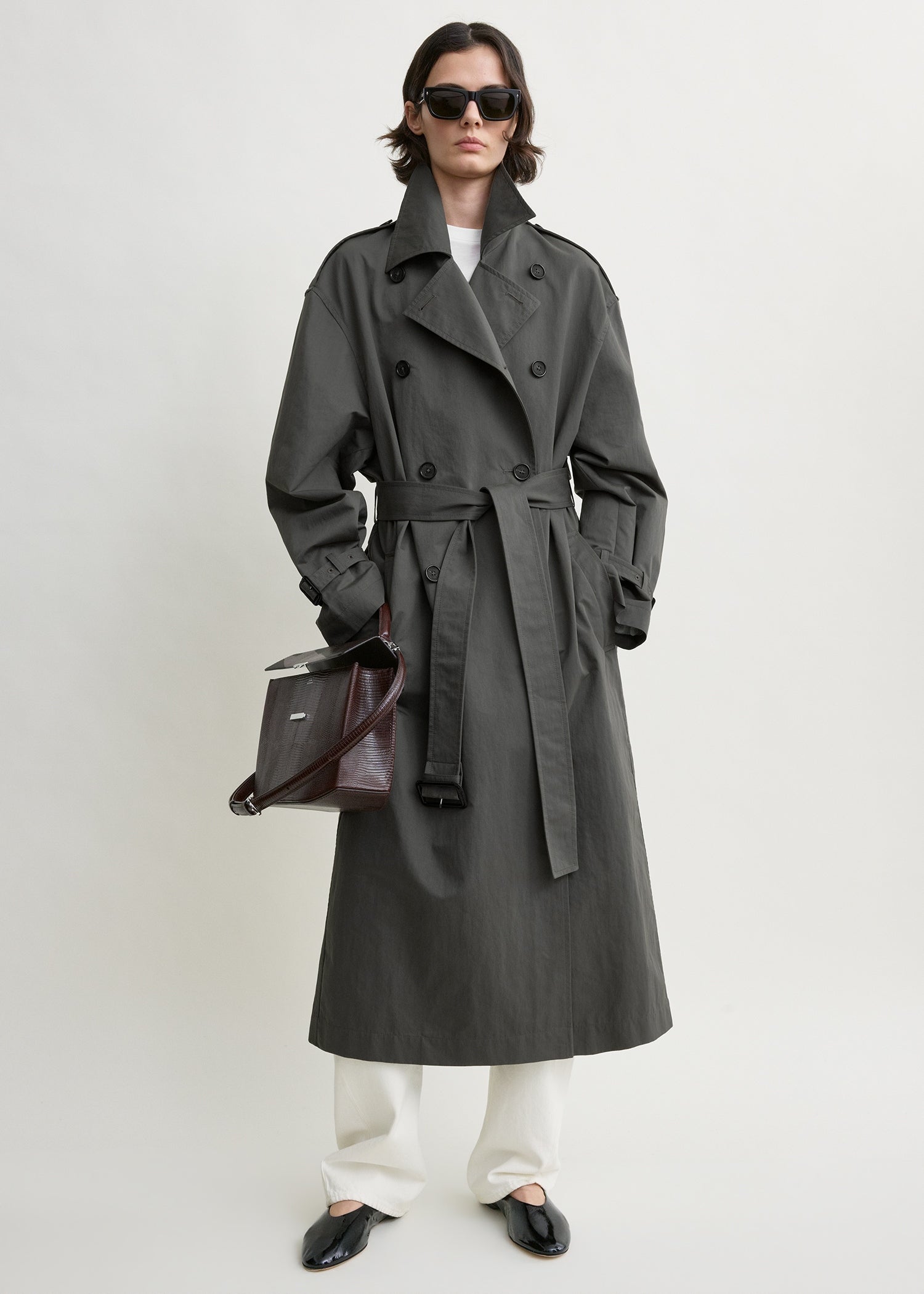 Crisp summer trench taupe petite