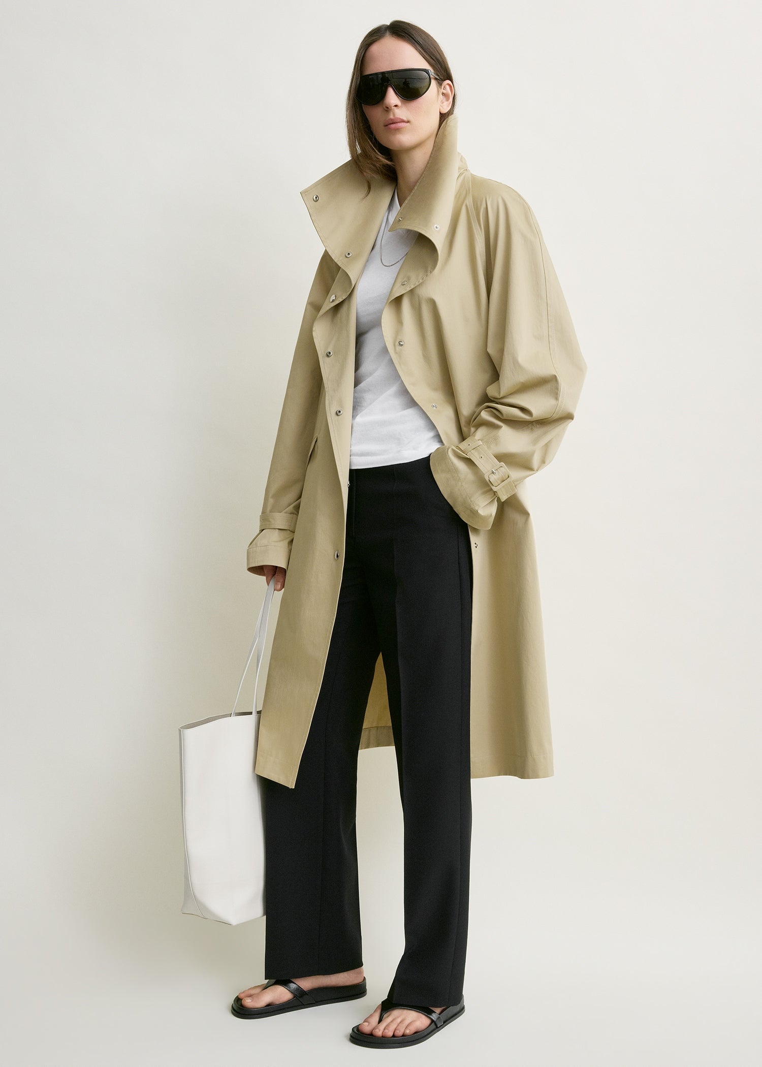 Oversized cotton trench beige