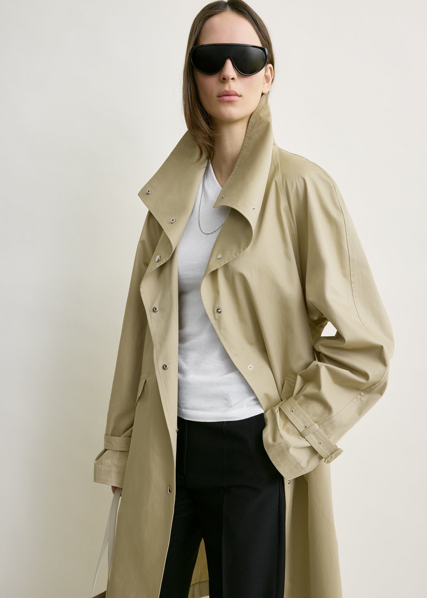 Oversized cotton trench beige