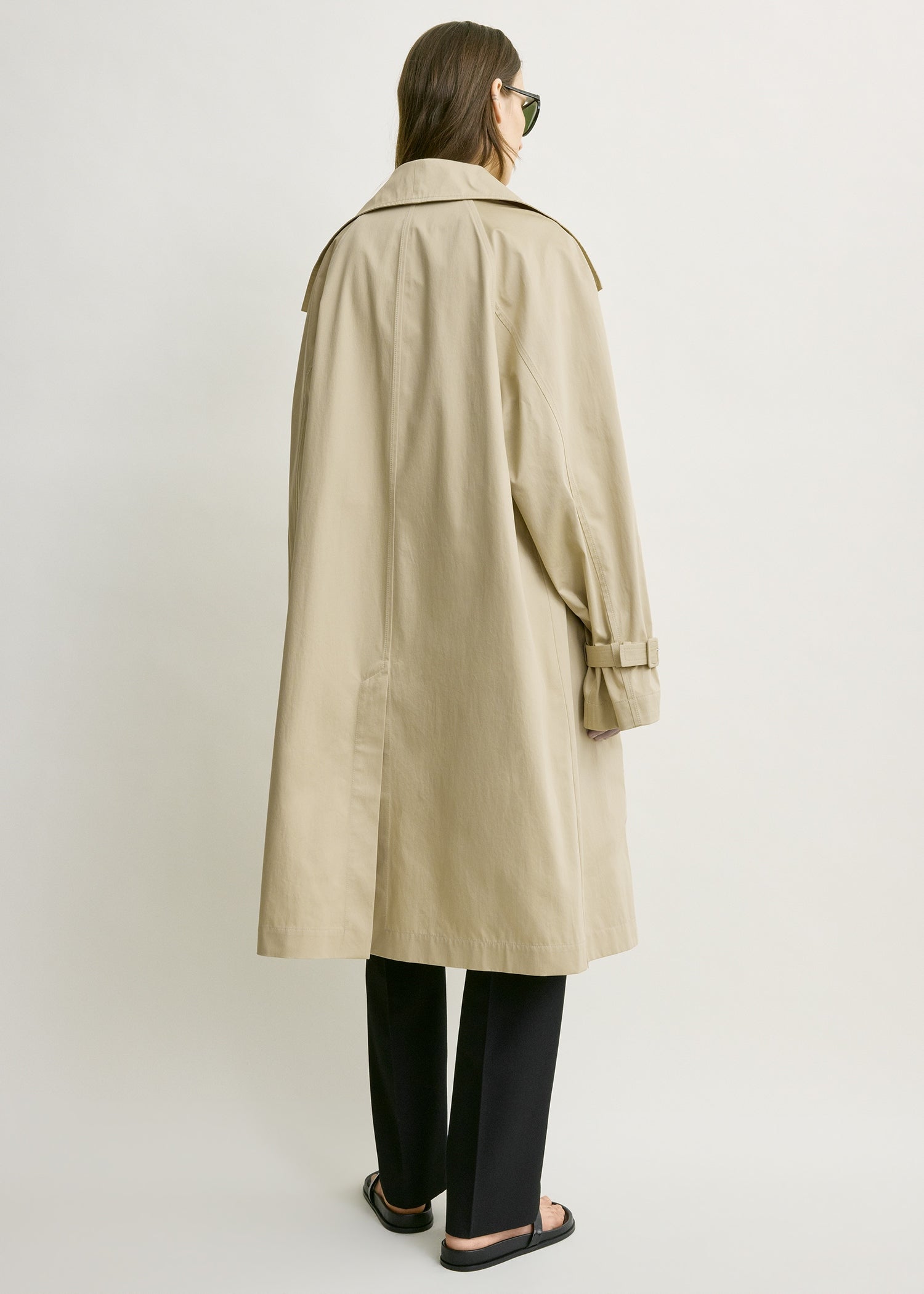 Oversized cotton trench beige petite