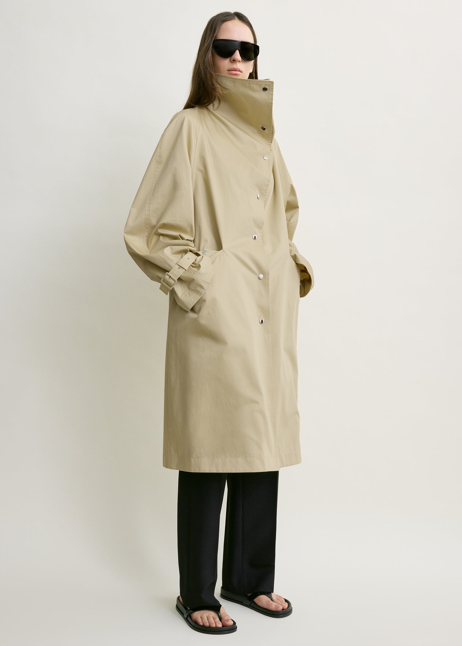 Oversized cotton trench beige