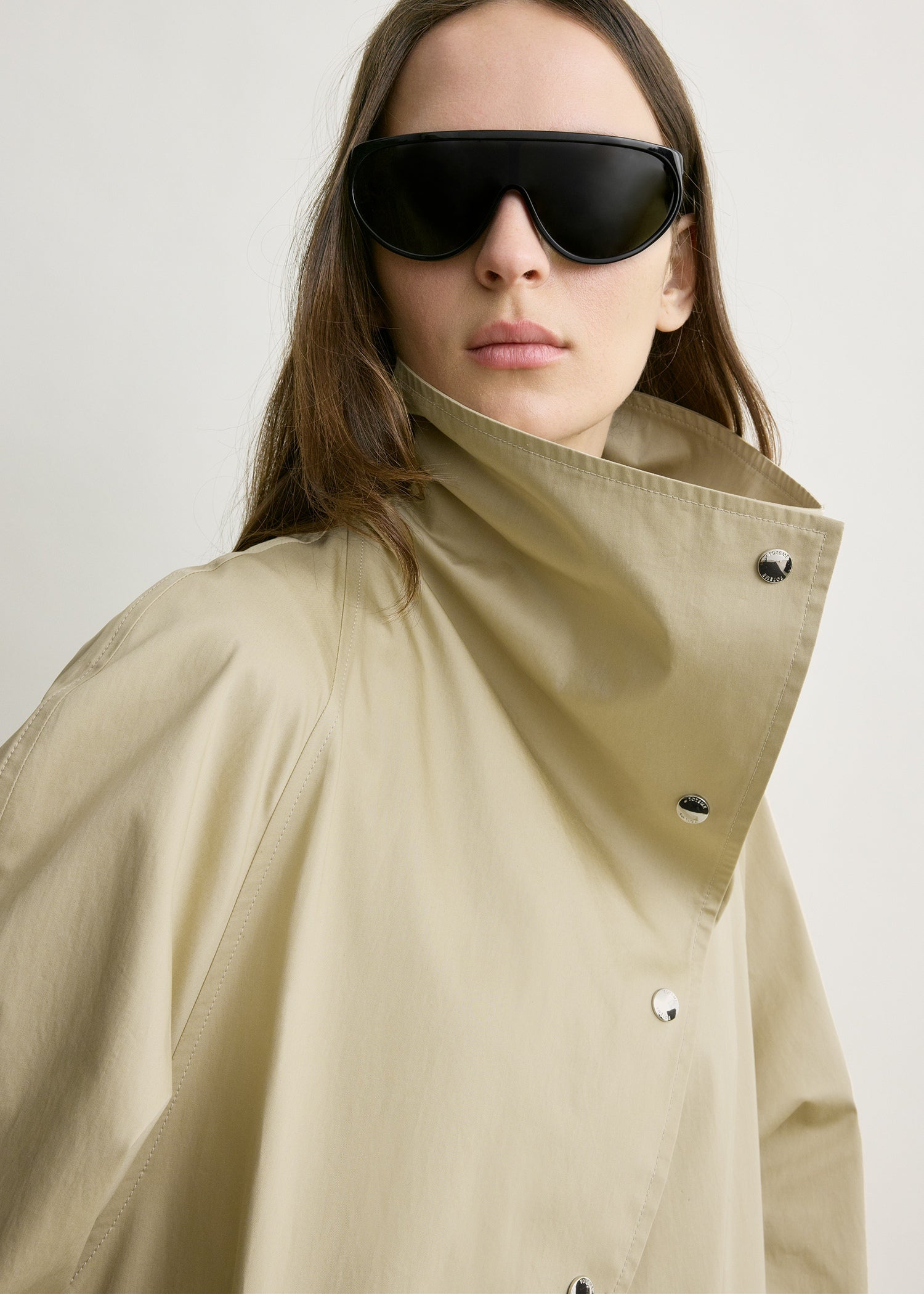 Oversized cotton trench beige petite