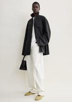 Collared drawstring jacket black