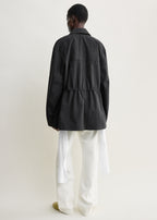 Collared drawstring jacket black