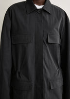 Collared drawstring jacket black