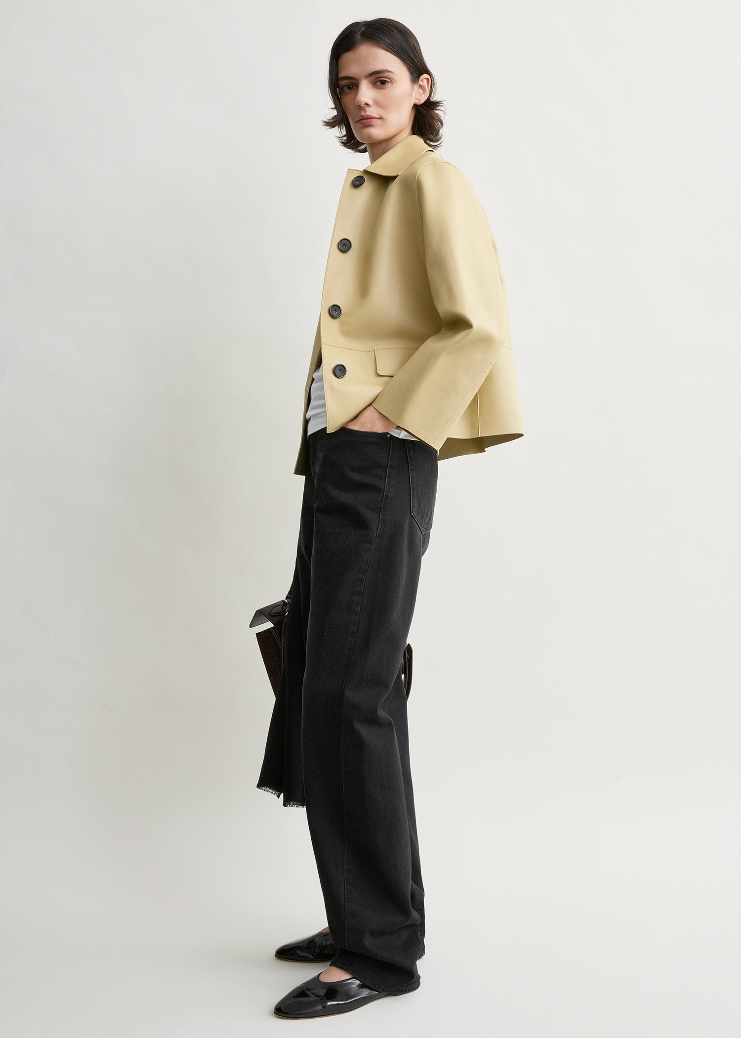Bonded leather jacket chai