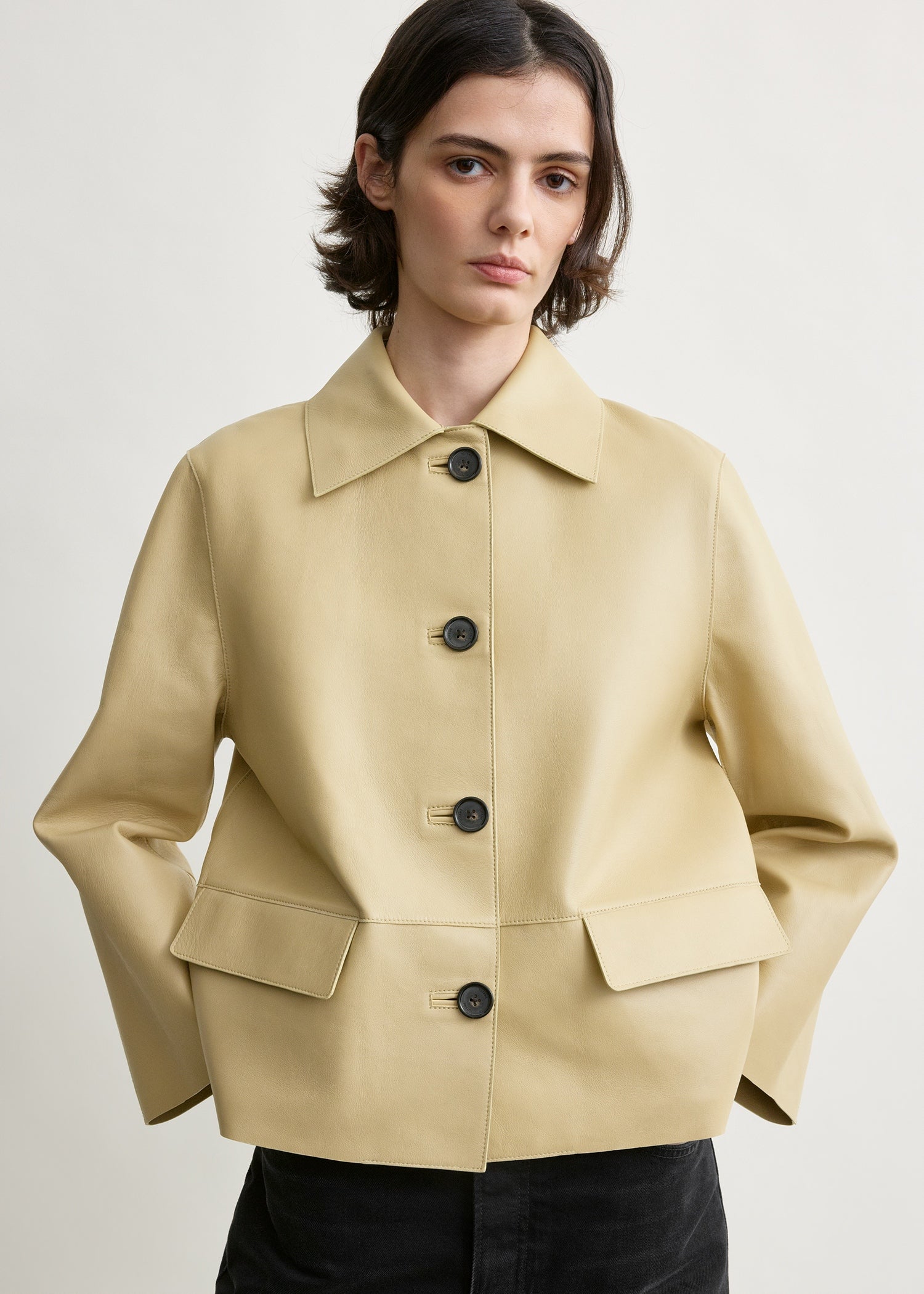 Bonded leather jacket chai