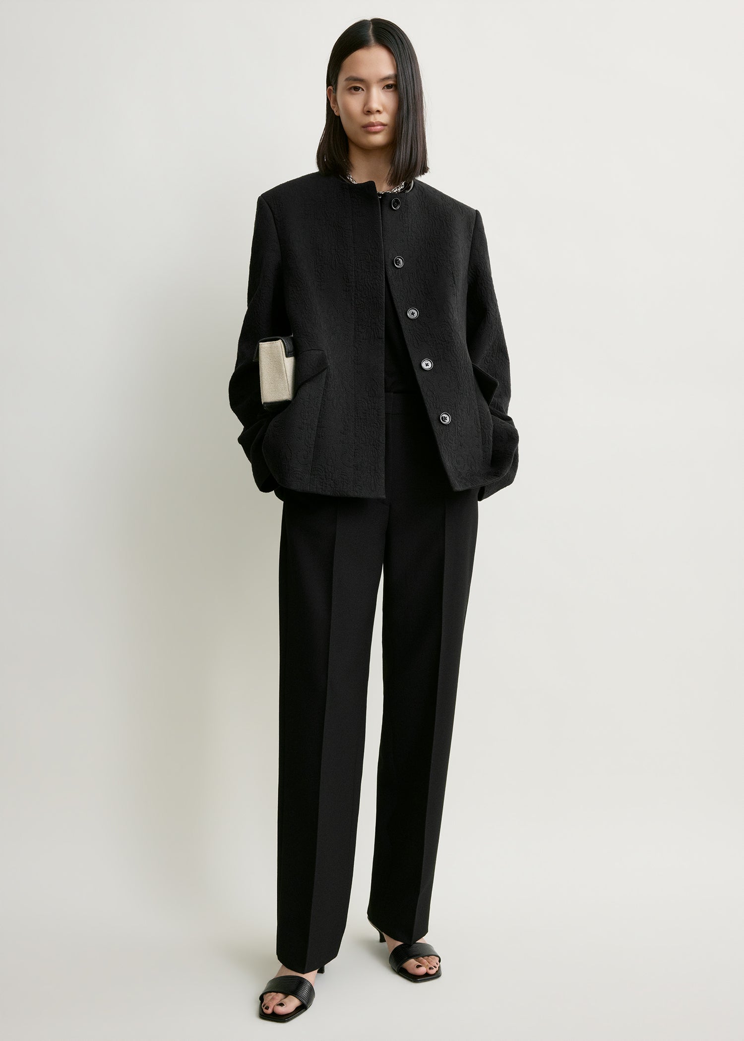 Jacquard cotton jacket black