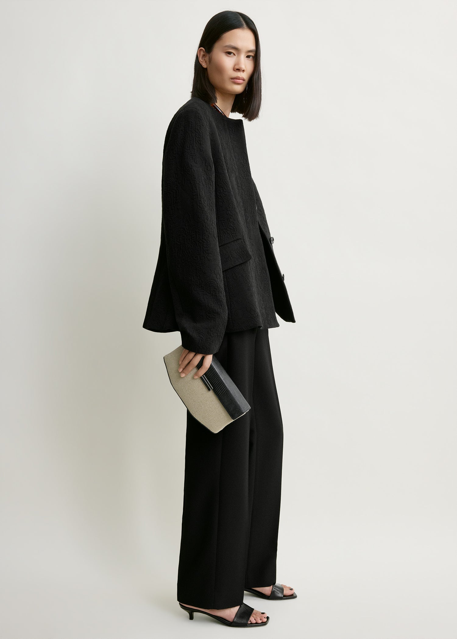 Jacquard cotton jacket black