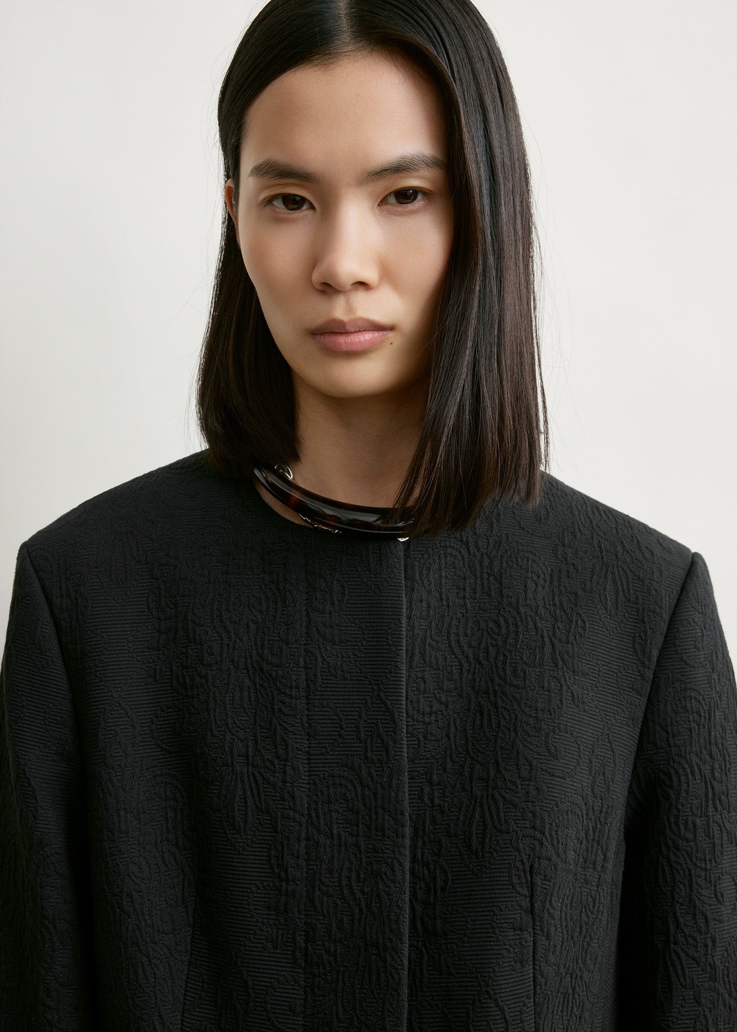 Jacquard cotton jacket black