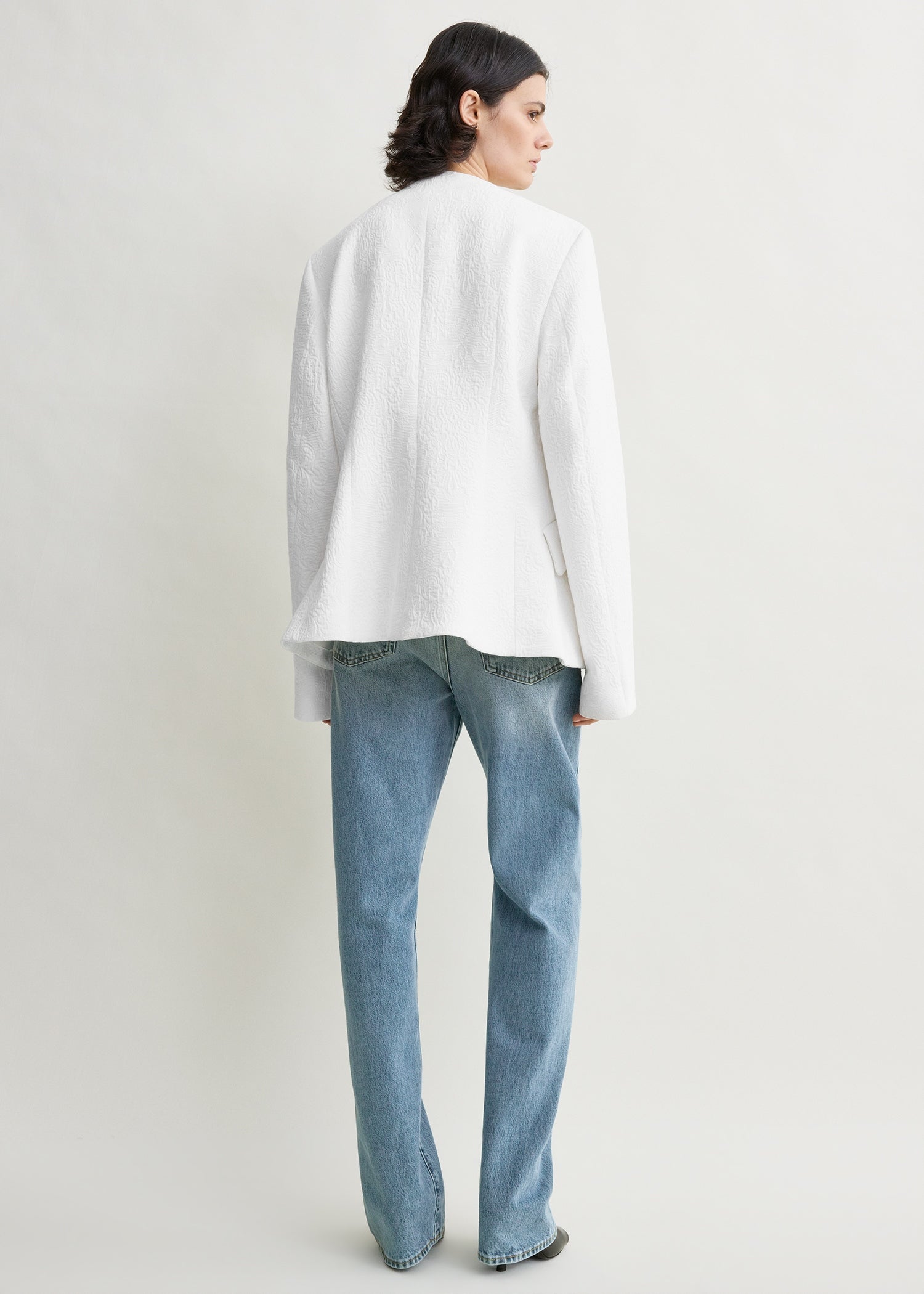 Jacquard cotton jacket optic white