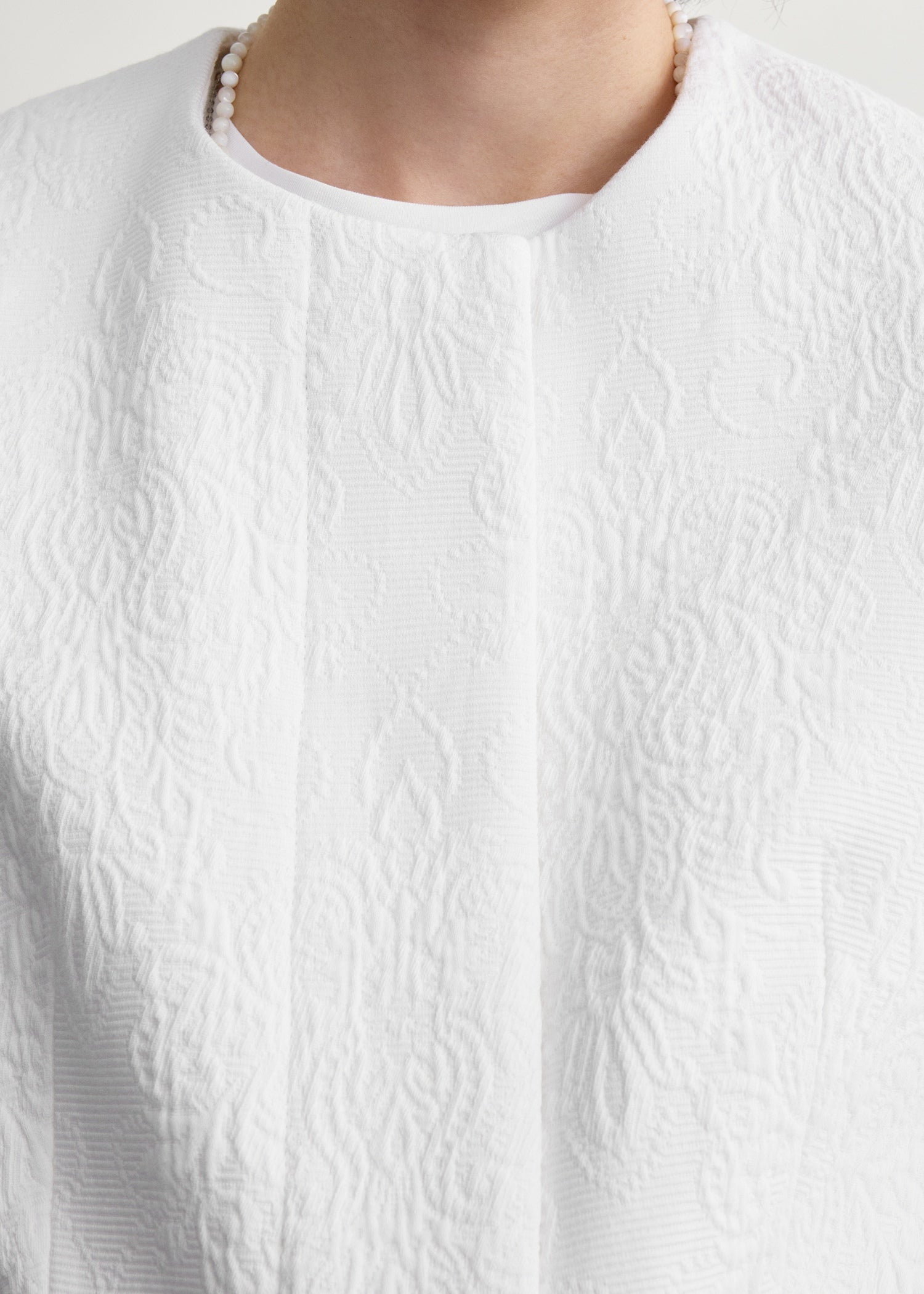 Jacquard cotton jacket optic white