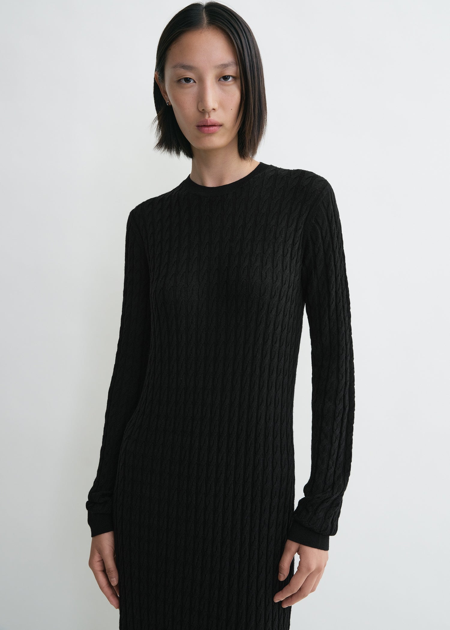Cable knit dress black - L Cable knit dress black - L