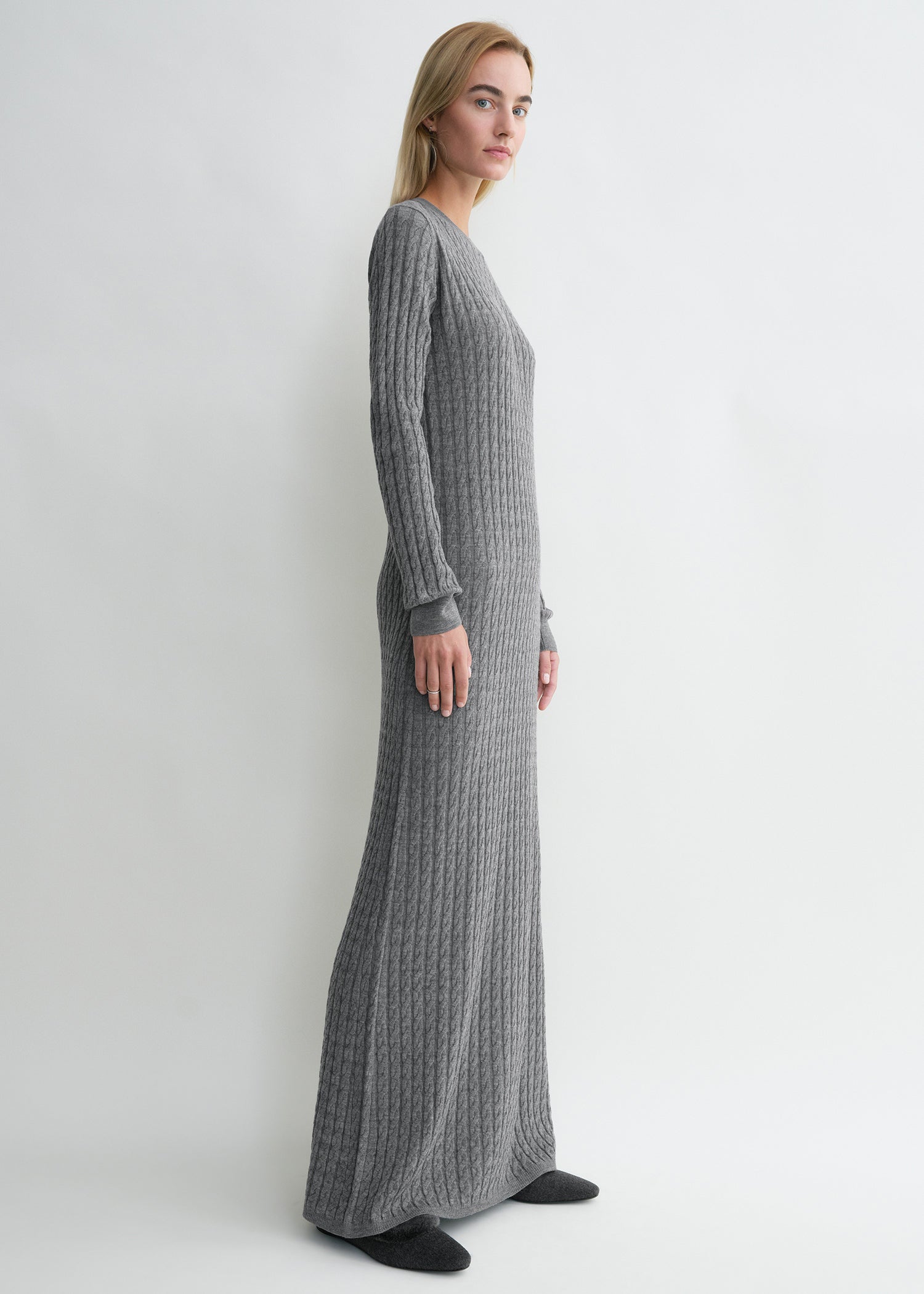 TOTEME - Cable Knit Dress Grey Melange - XL - Women TOTEME - Cable Knit Dress Grey Melange - XL - Women