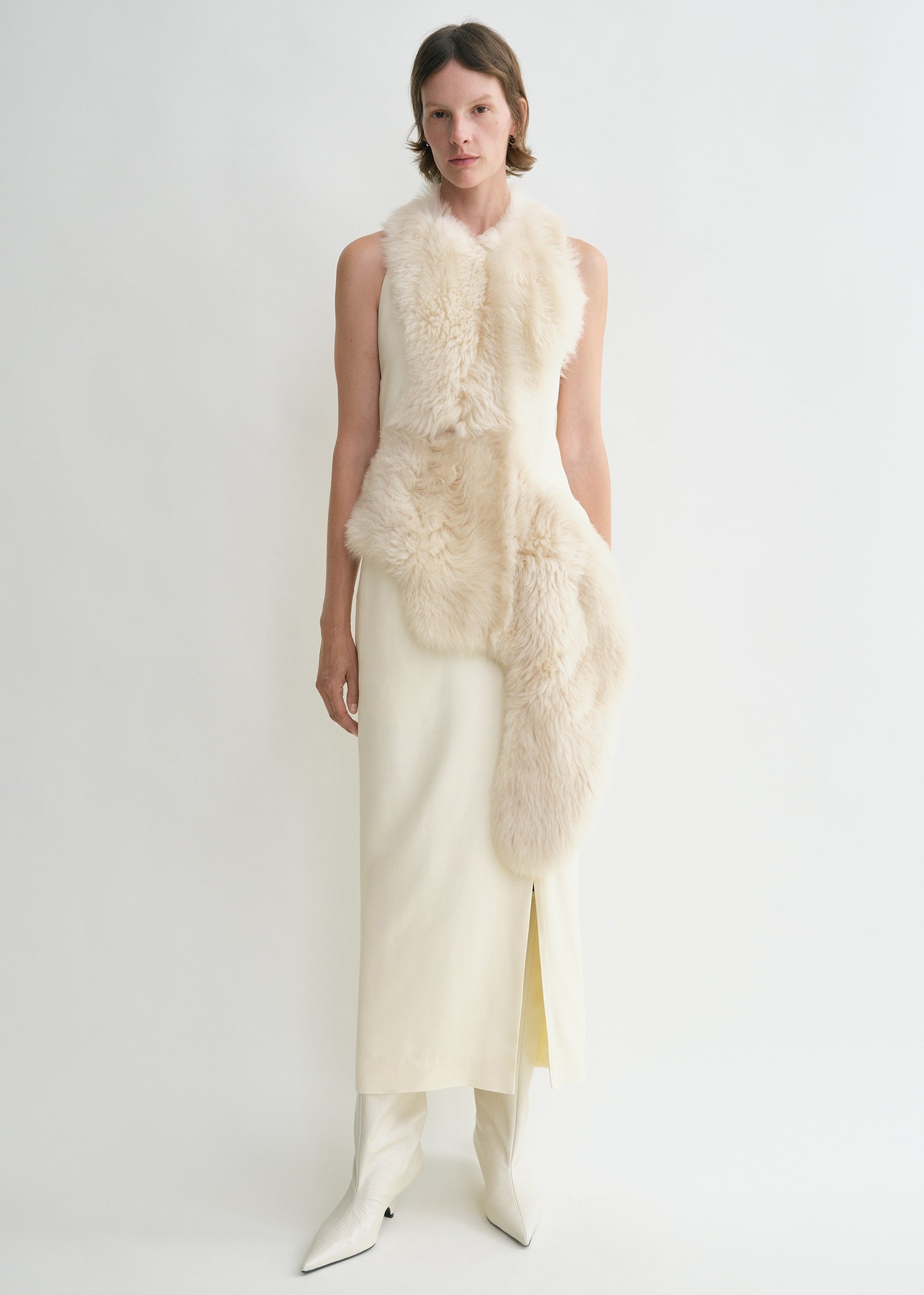 Shearling appliqu dress macadamia - 32