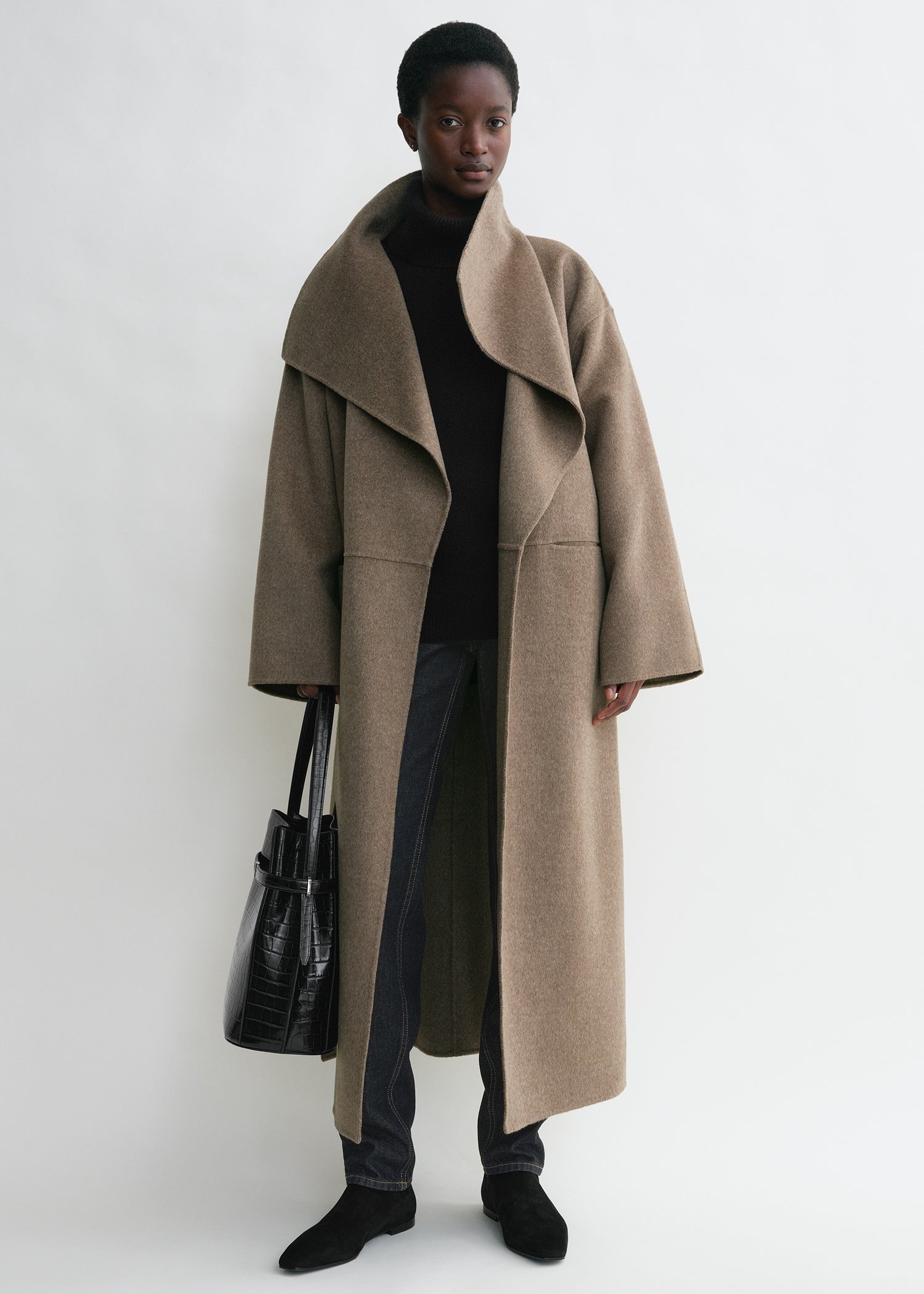 Signature wool cashmere coat oak