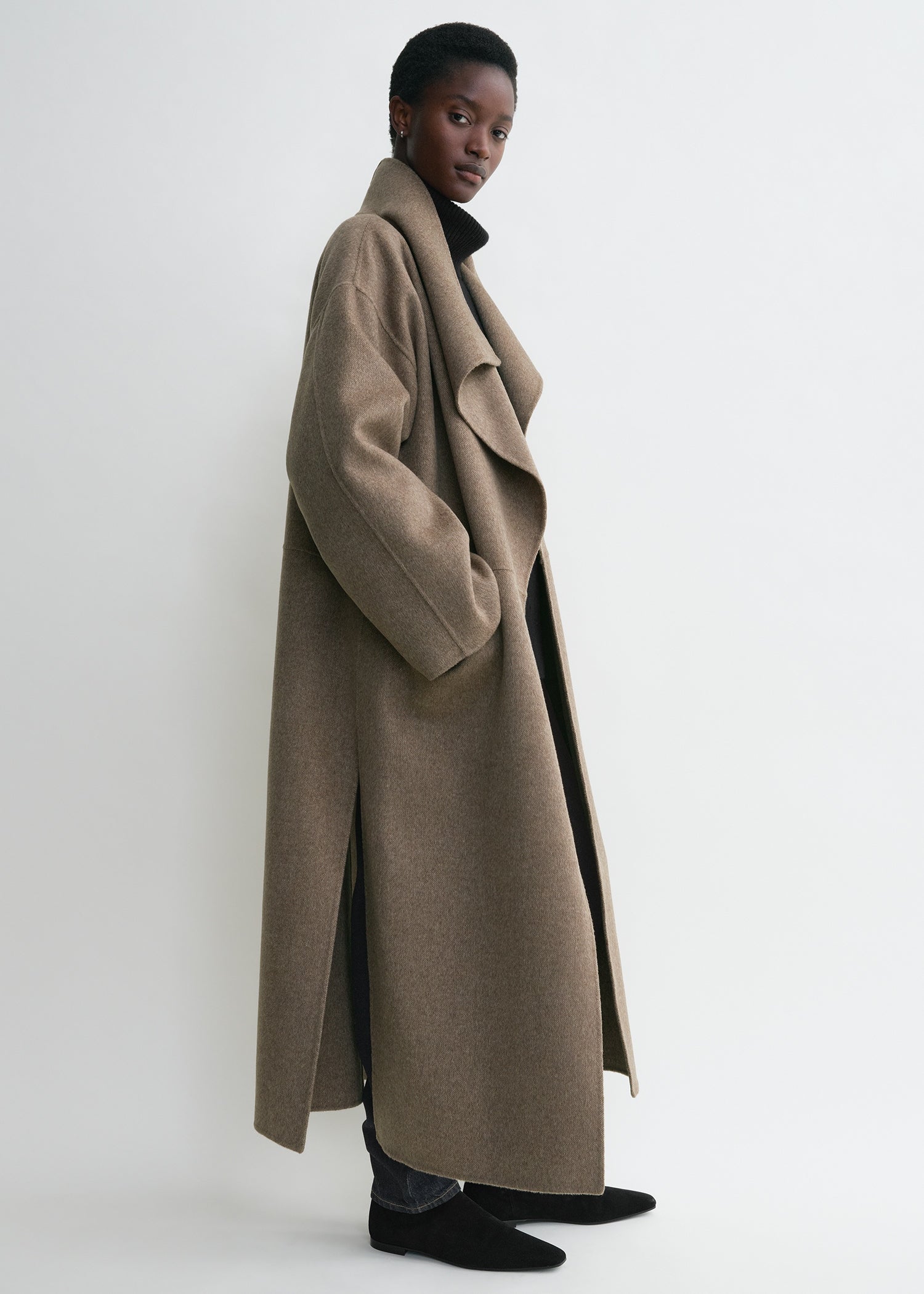 Signature wool cashmere coat oak