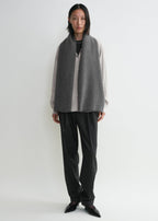 Wide classic wool scarf mid grey