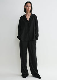 Monogram flannel pj top black