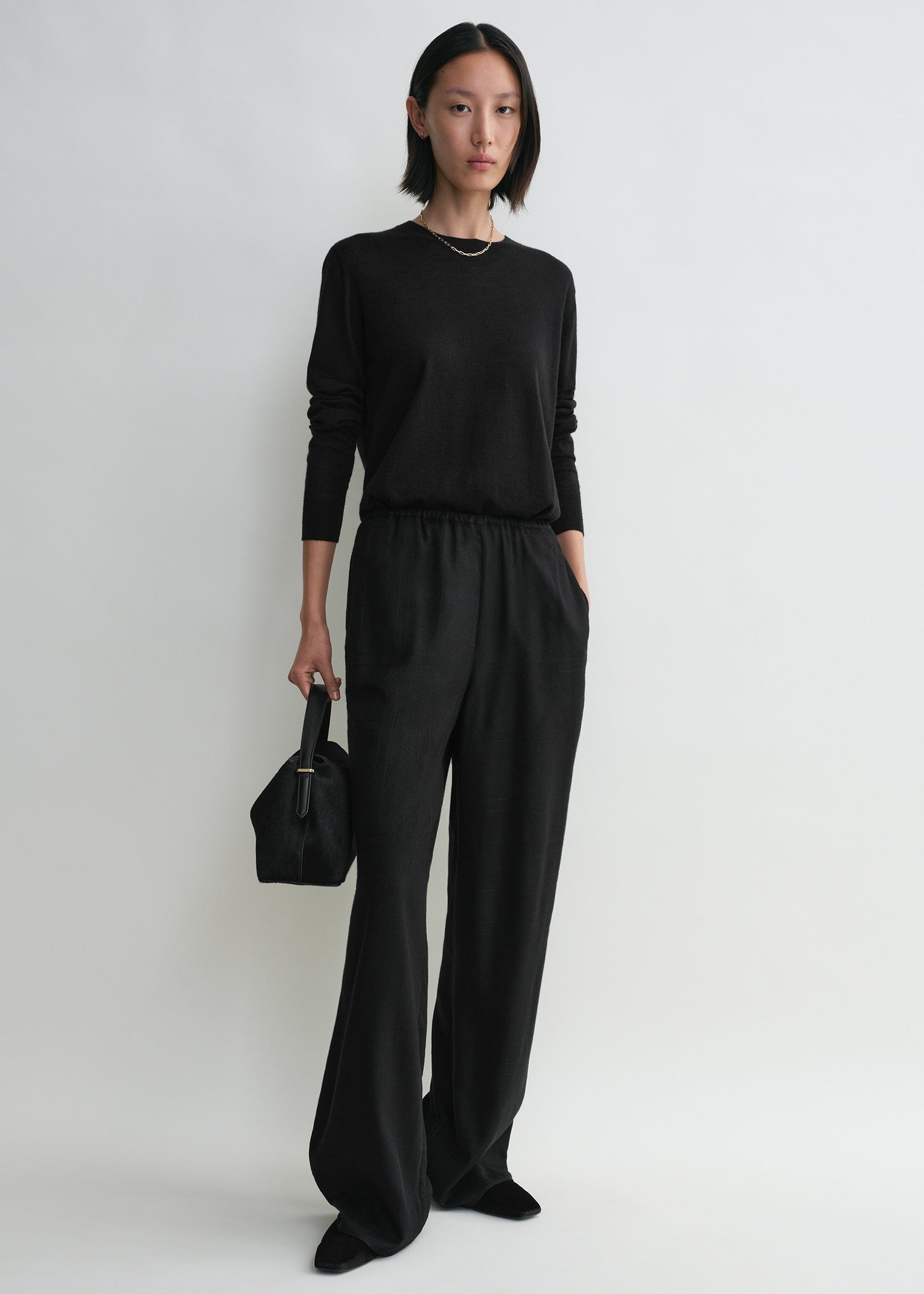 Monogram flannel pj bottoms black from Toteme - $570