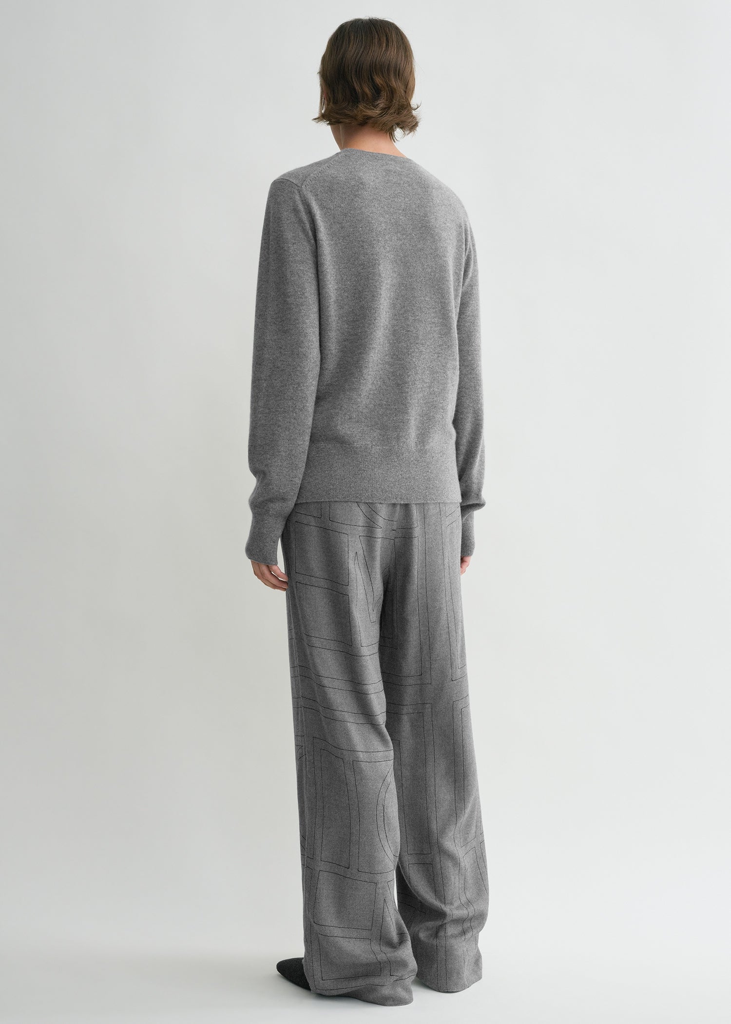Monogram flannel pj bottoms smoke melange – TOTEME