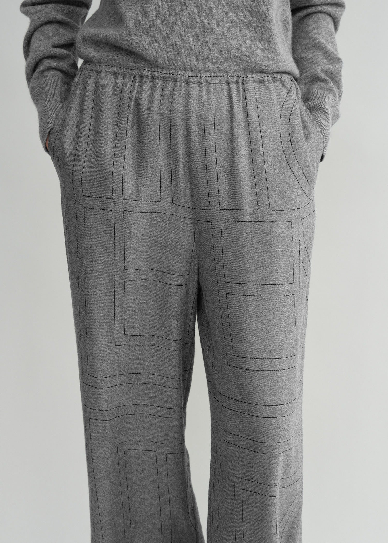Monogram flannel pj bottoms smoke melange