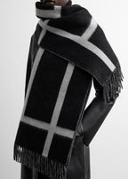 Monogram brushed wool scarf black
