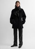 Leather cashmere scarf black